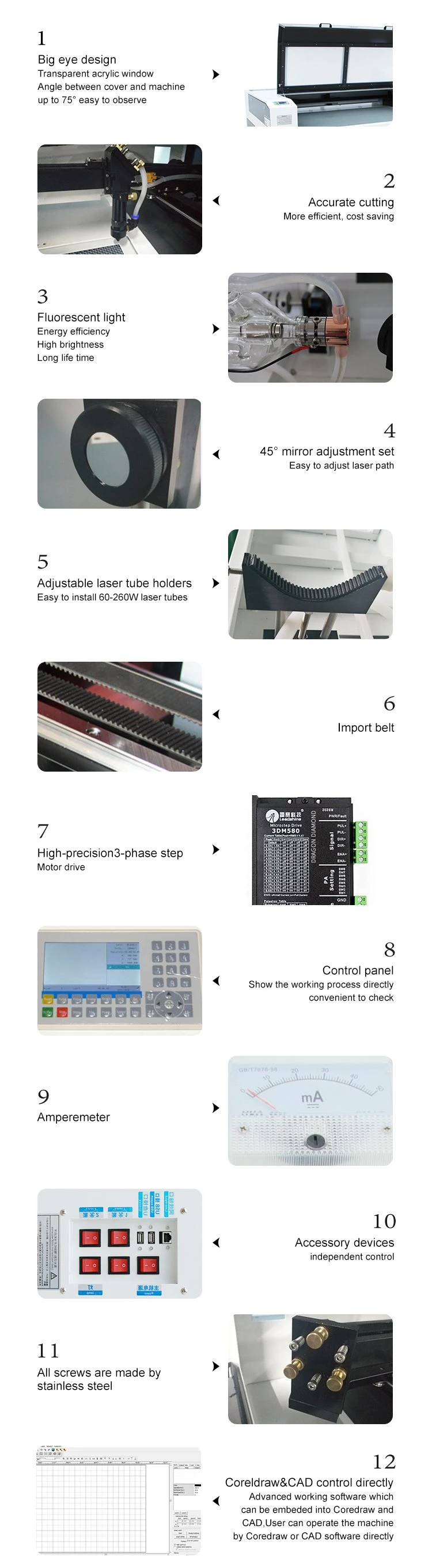 Lihua 60w 80w 100w 130w 150w 180w 200w 260w 300w Foam Plastic Textile Paper Mdf Leather Acrylic Wood Fabric Cnc Co2 Laser Cutter